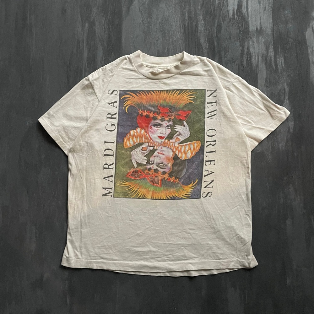 Vintage‎ Mardi Gras New Orleans Shirt men L white 1990s